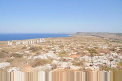View of the Majjistral nature Park of Malta and beehives